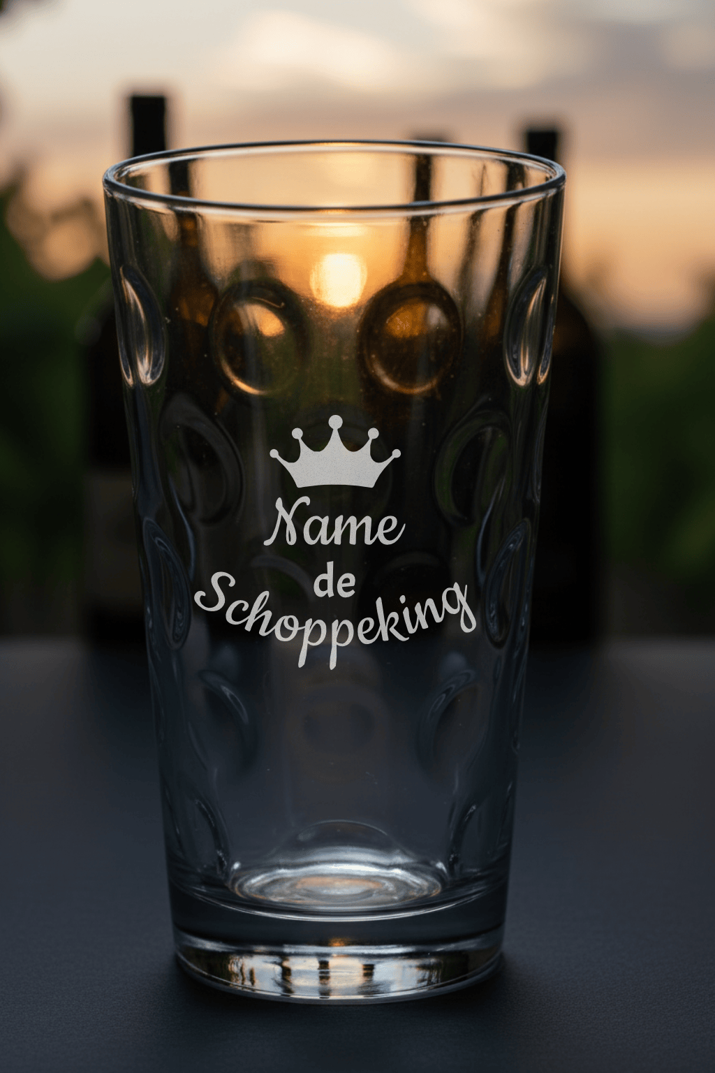 Dubbeglas mit personalisierter Gravur. Spülmaschinenfeste Lasergravur - Schoppeking mit Namen