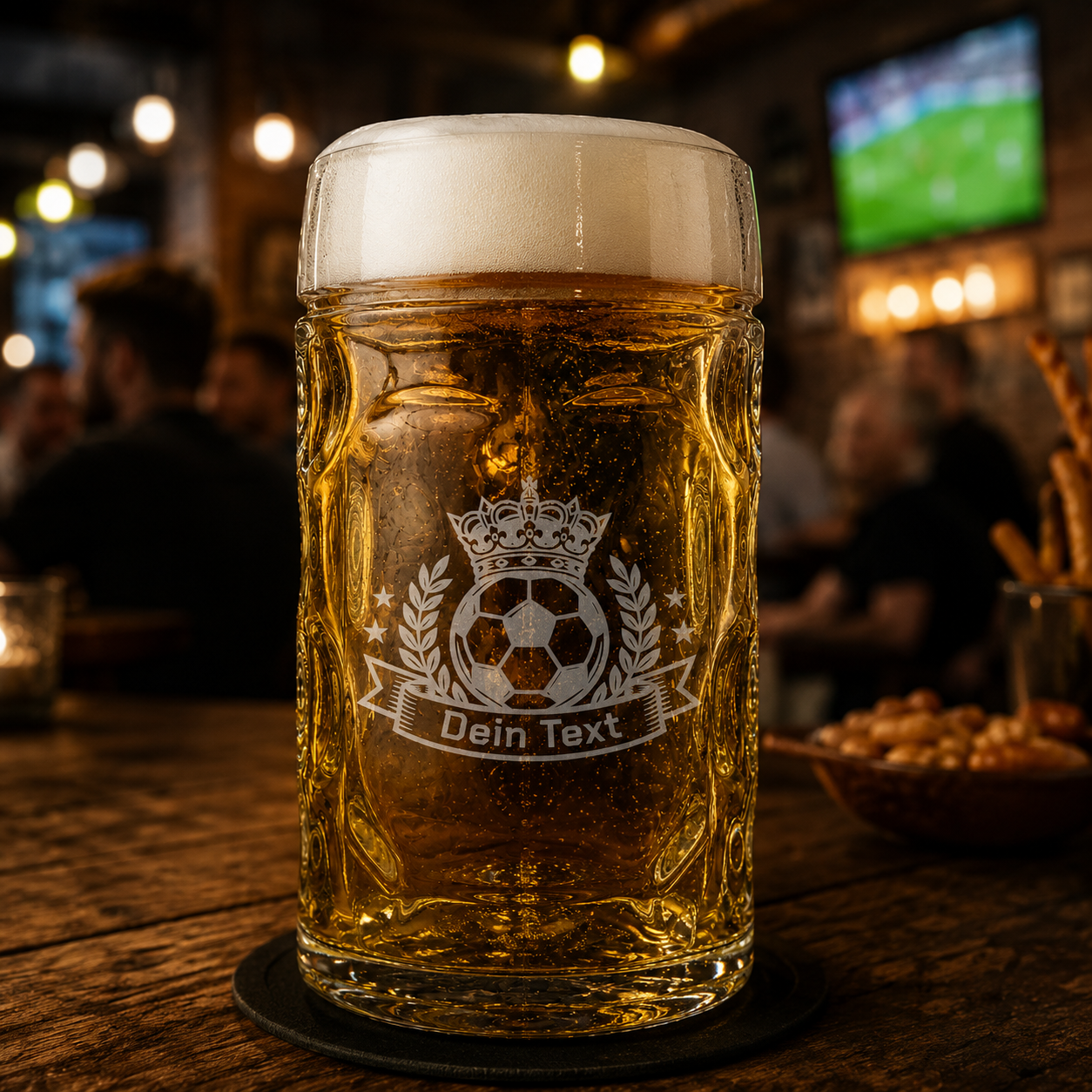 Oberglas Bierkrug 0,5l mit Gravur – Fußball Fan-Edition | personalisiert