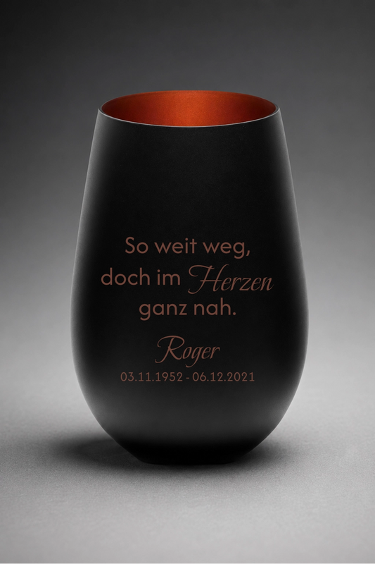Stölzle Trauerlicht, Gedenklicht, Erinnerungslicht mit personalisierter Gravur - So weit weg, doch in Herzen ganz nah.