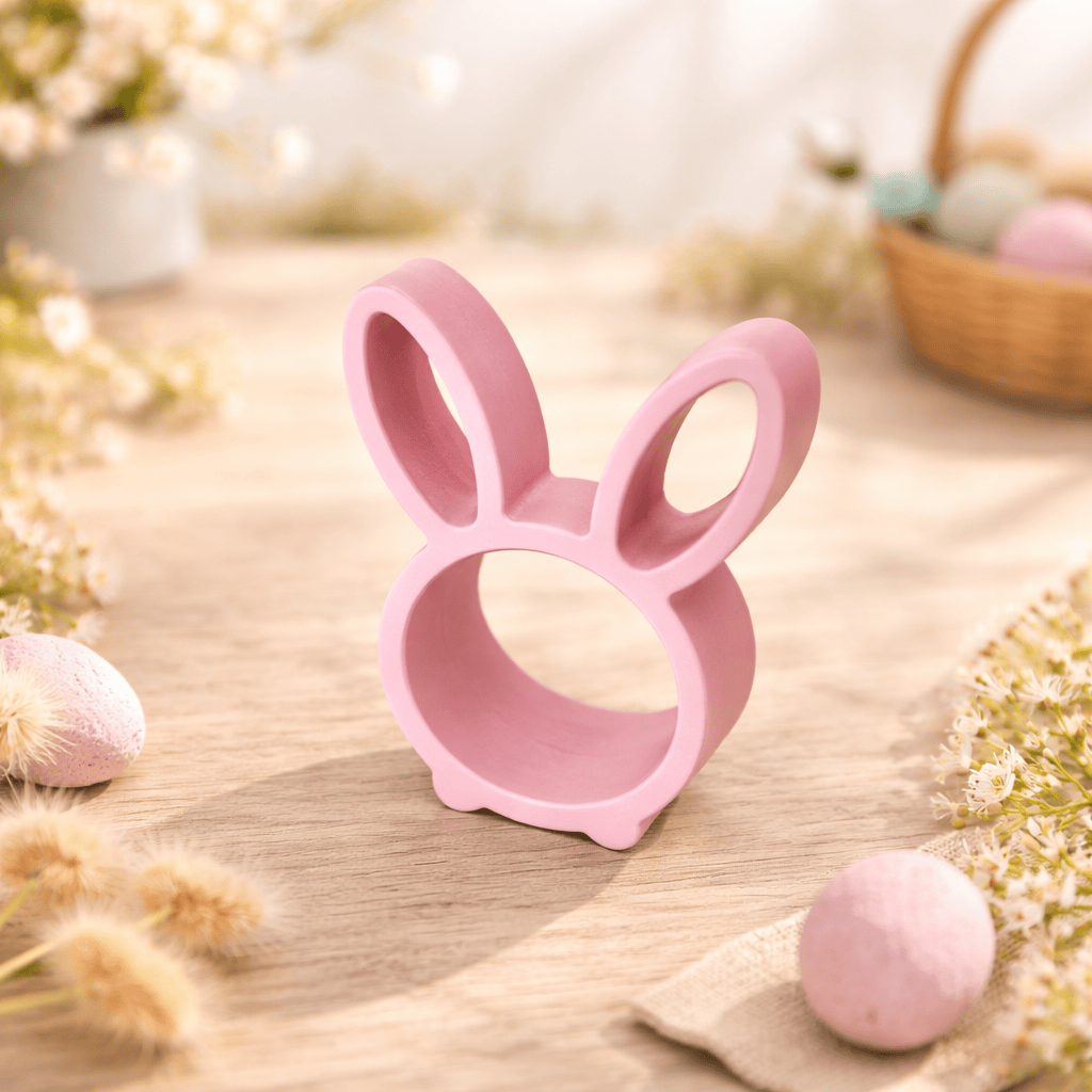3D Druck rosaner Osterhase mit Loch für Rocher