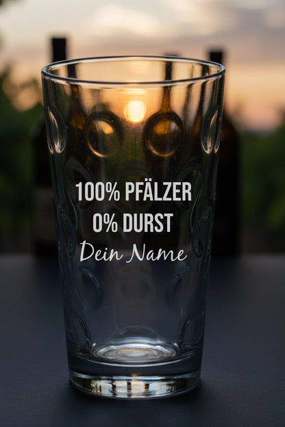 Dubbeglas mit personalisierter Gravur. Spülmaschinenfeste Lasergravur - 100 % Pfälzer mit Name