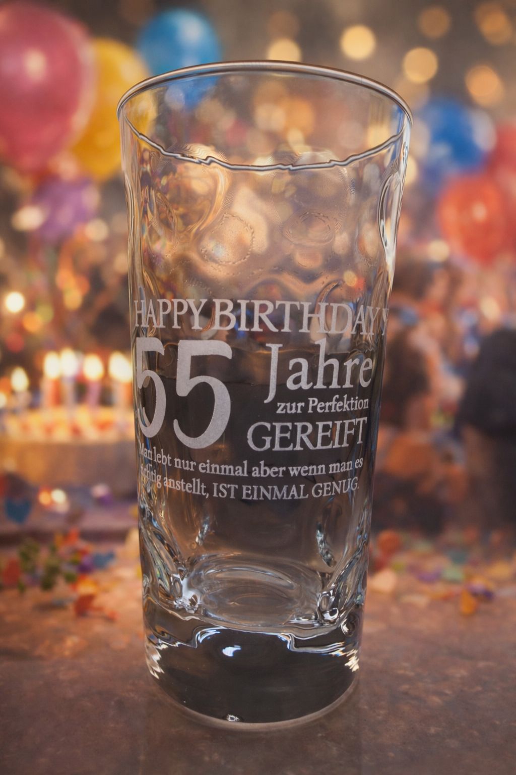 Dubbeglas mit Gravur - 55 Jahre zum Geburtstag mit Spruch