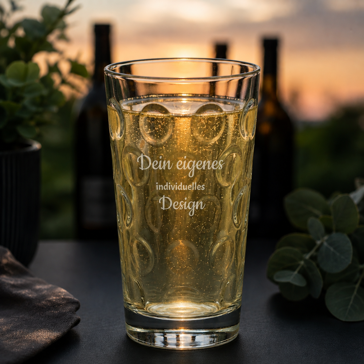 Böckling Dubbeglas mit personalisierter Gravur – Designübersicht aus dem Konfigurator, spülmaschinenfest