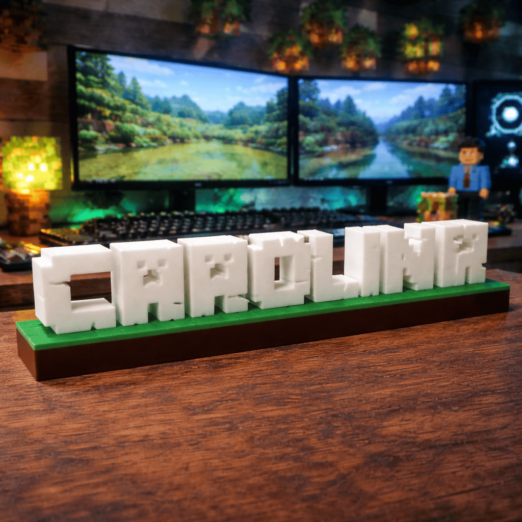 Personalisierter Minecraft Namensaufsteller mit Name Carolina, einzigartige Gamer Deko aus Ha1pe.de, für Fans des beliebten Spiels.
