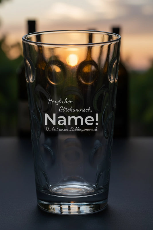 Böckling Dubbeglas 0,5l mit Gravur – Herzlichen Glückwunsch [Name] Du bist unser Lieblingsmensch