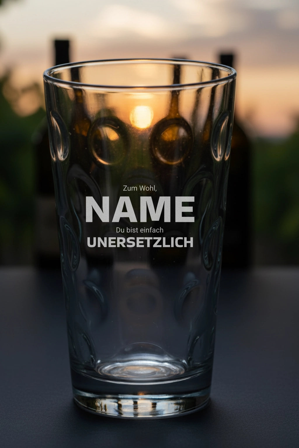 Böckling Dubbeglas 0,5l mit Gravur – Zum Wohl [Name] Du bist einfach unersetzlich – Geburtstag