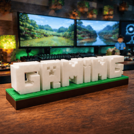 Personalisierter Minecraft Namensaufsteller von Ha1pe.de mit bunten Gaming-Designs, ideal als Gamer Deko für Fans.