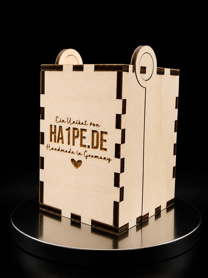 Geschenkbox für Kristall von oben geschlossen und versiegelt