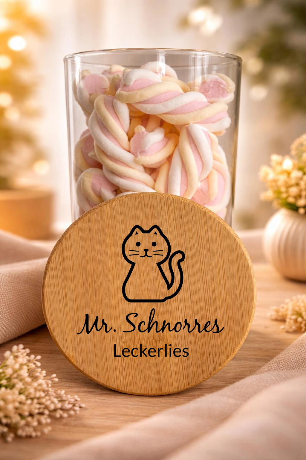Geschenkglas personalisiert - Katzenleckerlies mit Namen 
