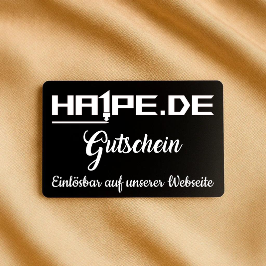 Geschenkgutschein von Ha1pe.de, perfekt für jeden Anlass, zeigt einen stilvollen Gutschein mit Geschenkdesign.