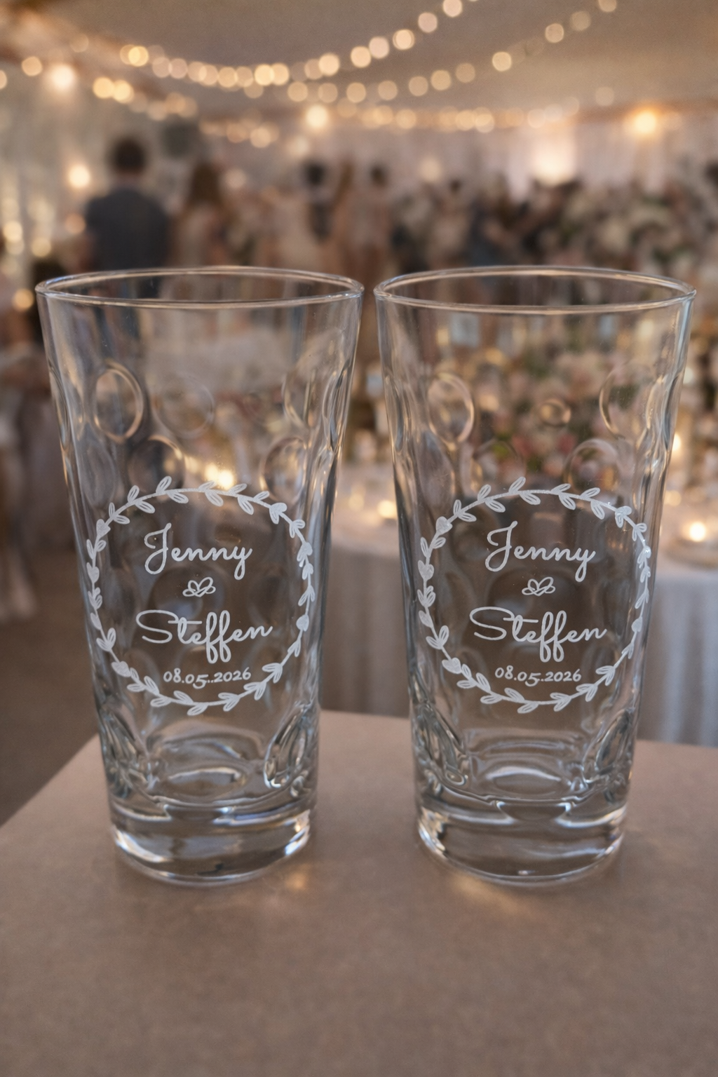 Dubbeglas Beispiel mit personalisierter Gravur