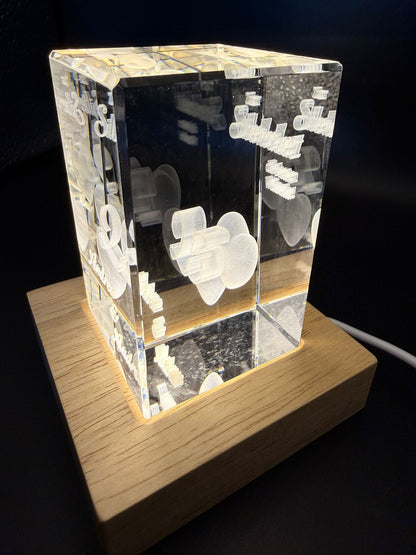Kristall Rrechteck (K9) mit personalisierter 3D Gravur 