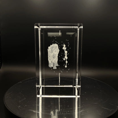 3D Kristall Sternzeichen Löwe Innengravur – Seitenansicht links