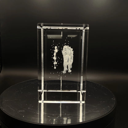 3D Kristall Sternzeichen Löwe Innengravur – Seitenansicht rechts