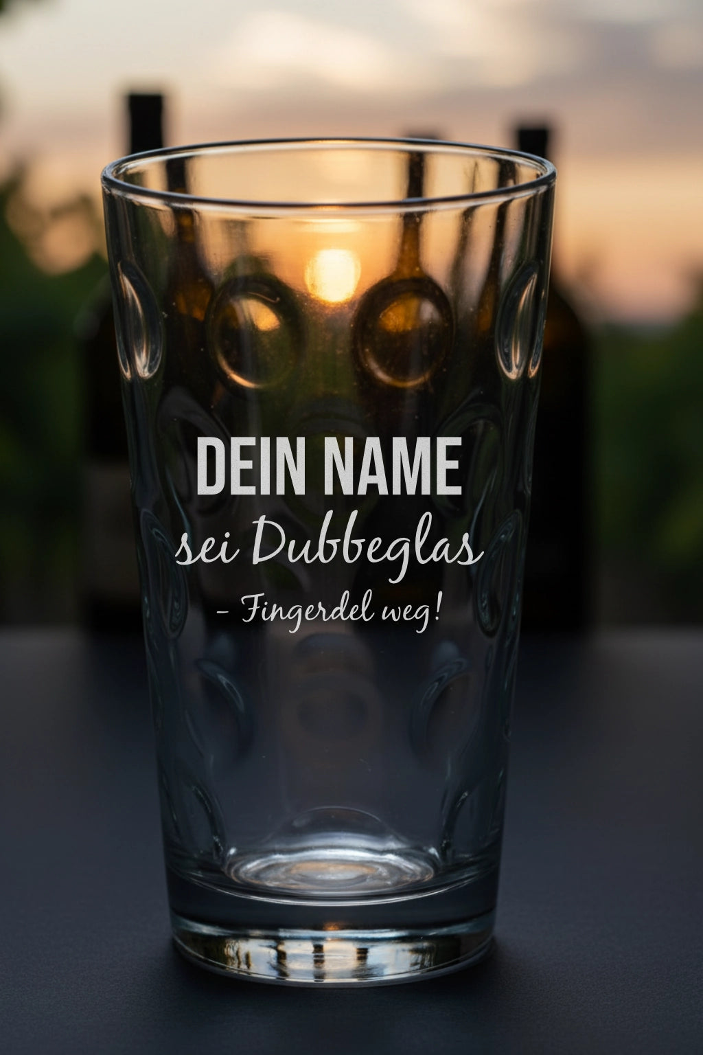 Dubbeglas mit personalisierter Gravur. Spülmaschinenfeste Lasergravur - Sei Dubbeglas mit Name