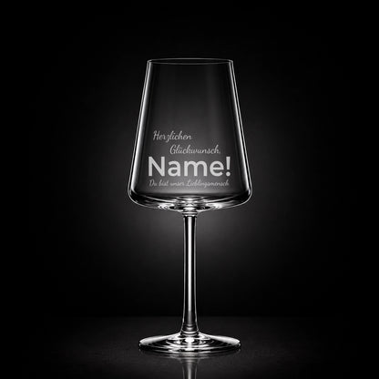 Stölzle Rotweinglas 520ml mit Gravur – Herzlichen Glückwunsch [Name] – Geburtstagsgeschenk personalisiert