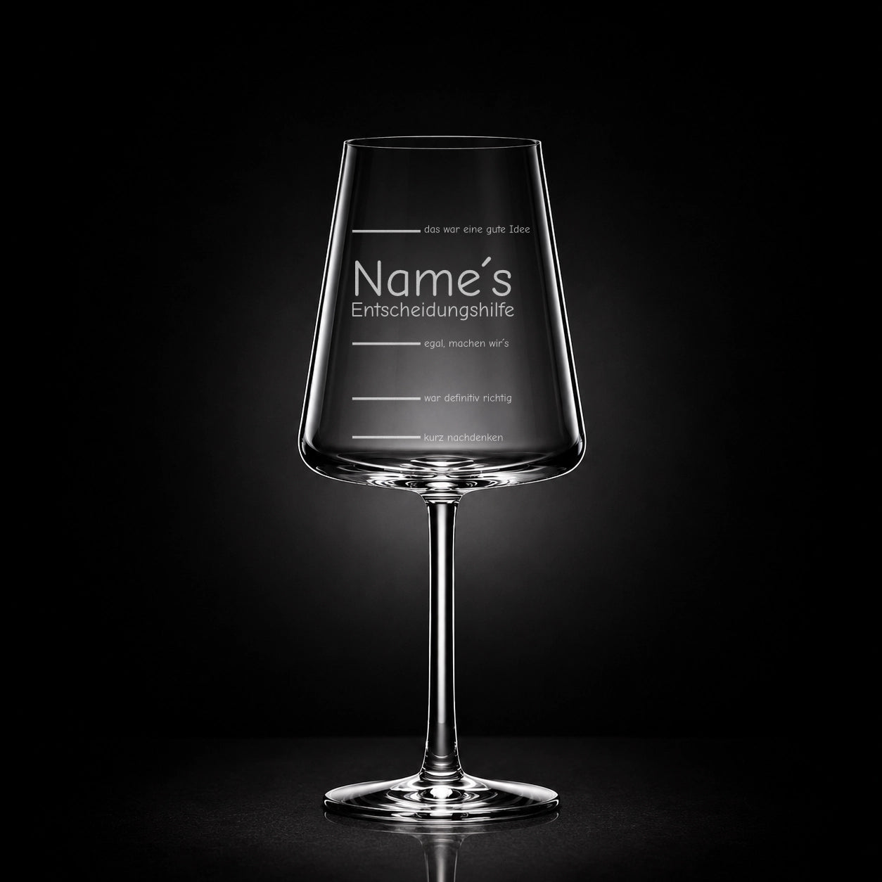 Stölzle Rotweinglas 520ml mit Gravur – [Name’s] Entscheidungshilfe – lustiger Gravurspruch personalisiert