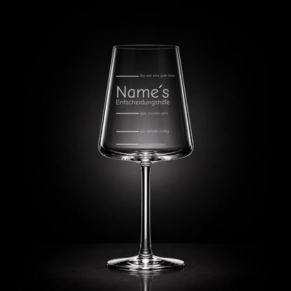 Stölzle Rotweinglas 520ml mit Gravur – [Name’s] Entscheidungshilfe – lustiger Gravurspruch personalisiert