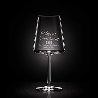 Stölzle Rotweinglas 520ml mit Gravur – Happy Birthday [Name] Du verdienst das beste Bier der Welt