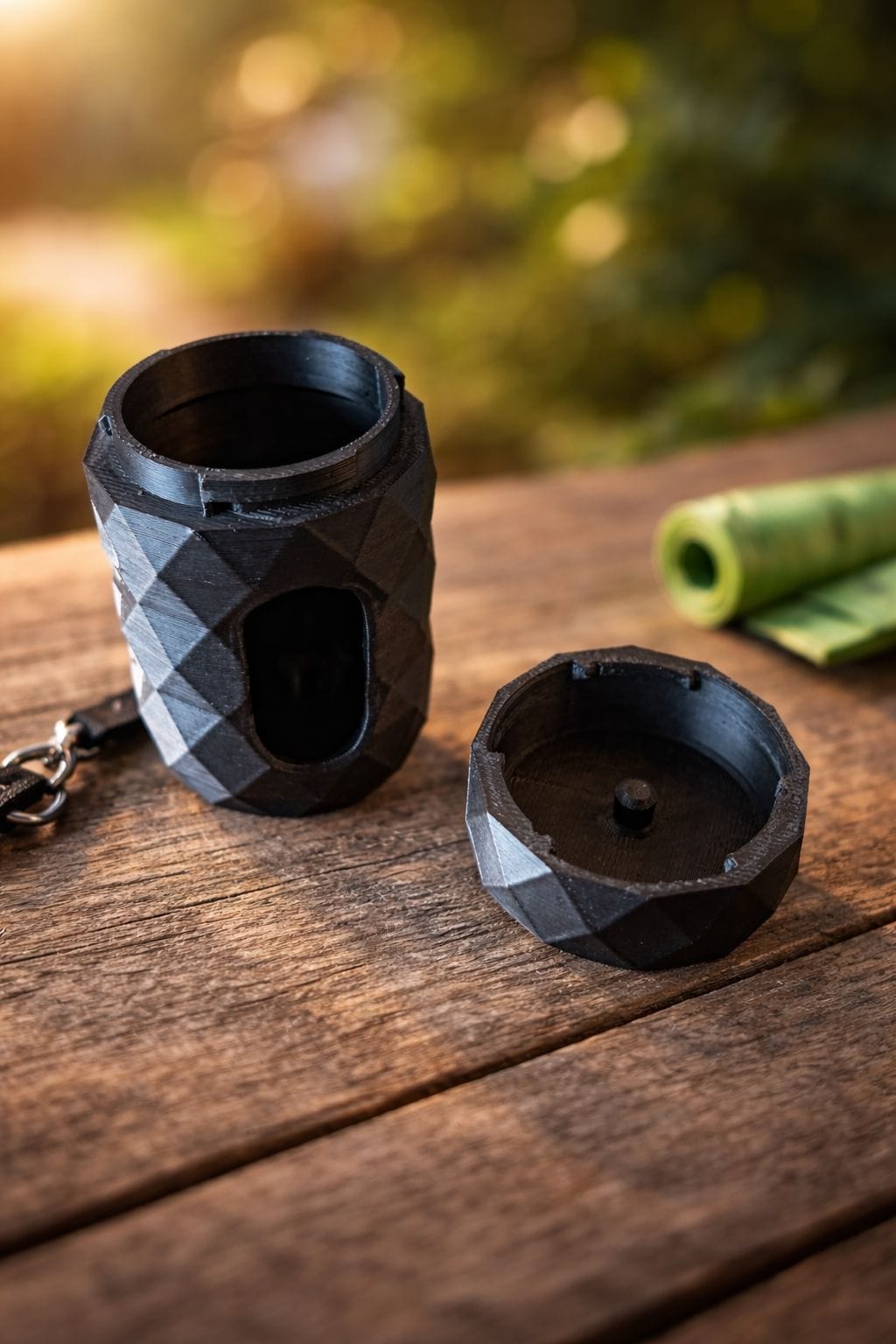 Hundekotbeutelspender von Ha1pe.de, komplett geöffnet, zeigt praktisches und stylisches Design für unterwegs.