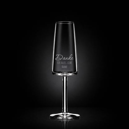 Stölzle Lausitz Sektglas mit deiner eigenen Gravur, personalisiert, spülmaschinenfest und einzigartig wie du - Danke für alles