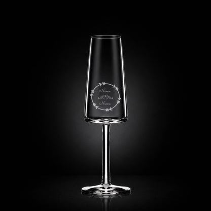 Stölzle Lausitz Sektglas mit deiner eigenen Gravur, personalisiert, spülmaschinenfest und einzigartig wie du - Kreis mit Pfeilen
