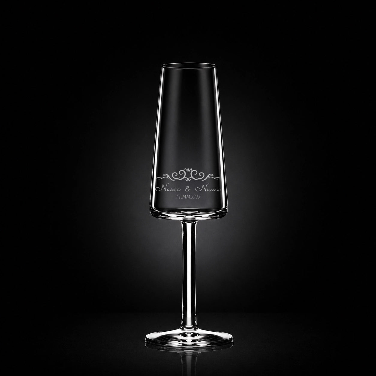 Stölzle Lausitz Sektglas mit deiner eigenen Gravur, personalisiert, spülmaschinenfest und einzigartig wie du - Krone