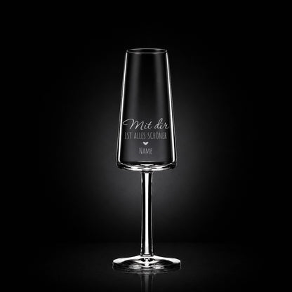 Stölzle Lausitz Sektglas mit deiner eigenen Gravur, personalisiert, spülmaschinenfest und einzigartig wie du - Mit dir ist alles schöner