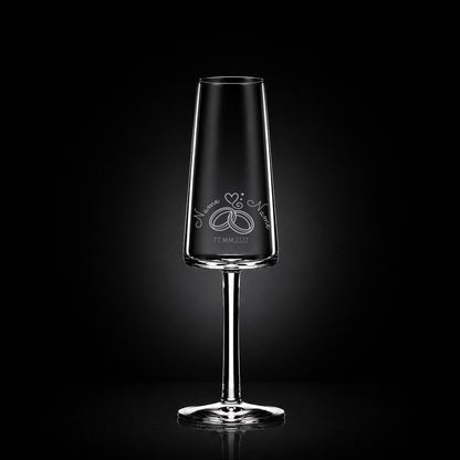 Stölzle Lausitz Sektglas mit deiner eigenen Gravur, personalisiert, spülmaschinenfest und einzigartig wie du - Ringe