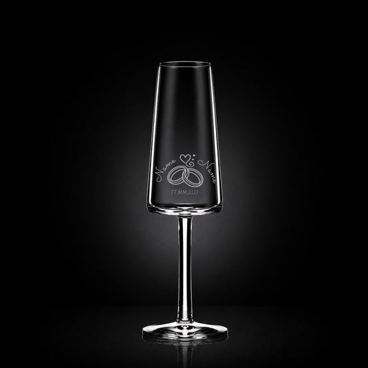 Stölzle Lausitz Sektglas mit deiner eigenen Gravur, personalisiert, spülmaschinenfest und einzigartig wie du - Ringe