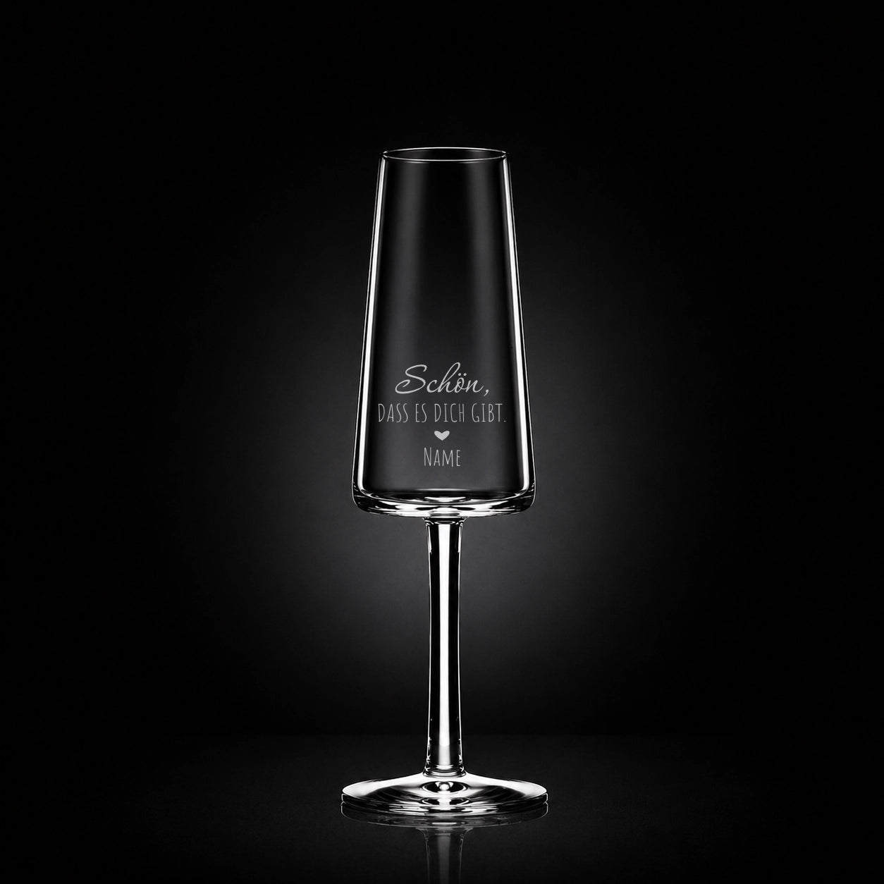 Stölzle Lausitz Sektglas mit deiner eigenen Gravur, personalisiert, spülmaschinenfest und einzigartig wie du - Schön, dass es dich gibt