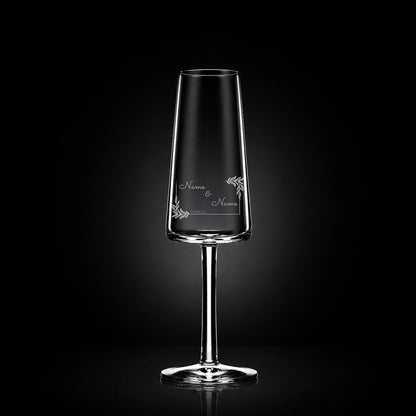 Stölzle Lausitz Sektglas mit deiner eigenen Gravur, personalisiert, spülmaschinenfest und einzigartig wie du - Viereck mit Blättern