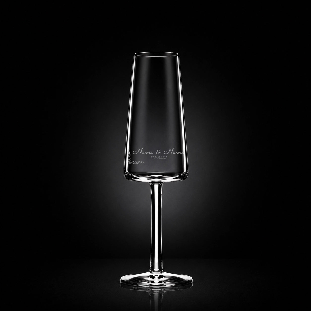 Stölzle Lausitz Sektglas mit deiner eigenen Gravur, personalisiert, spülmaschinenfest und einzigartig wie du - Zierecke