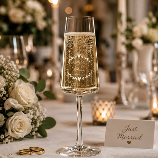 Stölzle Lausitz Sektglas mit Gravur zur Hochzeit – personalisierte Motive im Überblick