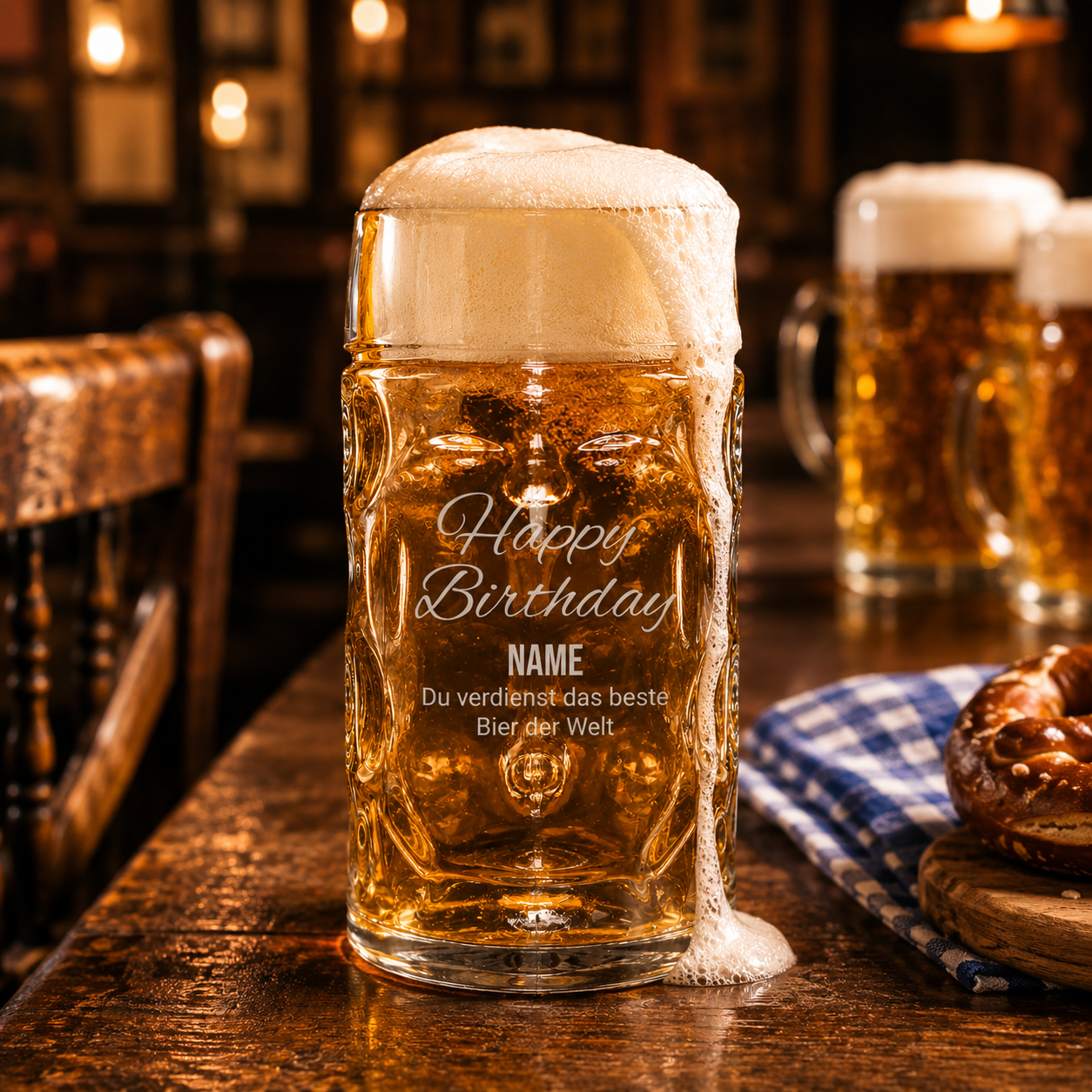 Oberglas Bierkrug 0,5l mit Gravur (Stölzle ISAR Maßkrug) – Geburtstag, personalisierte Sprüche im Überblick