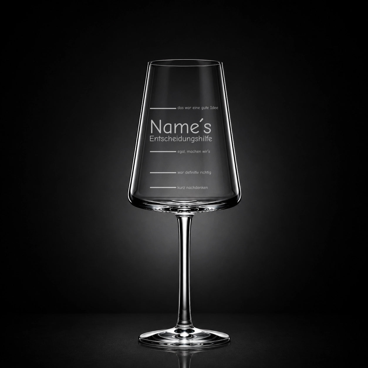 Stölzle Weißweinglas 400ml mit Gravur – [Name’s] Entscheidungshilfe – lustiger Gravurspruch personalisiert
