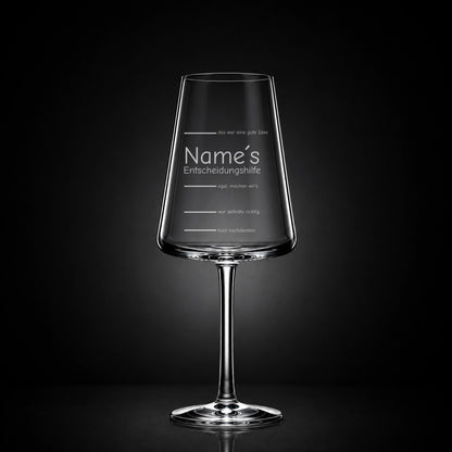 Stölzle Weißweinglas 400ml mit Gravur – [Name’s] Entscheidungshilfe – lustiger Gravurspruch personalisiert