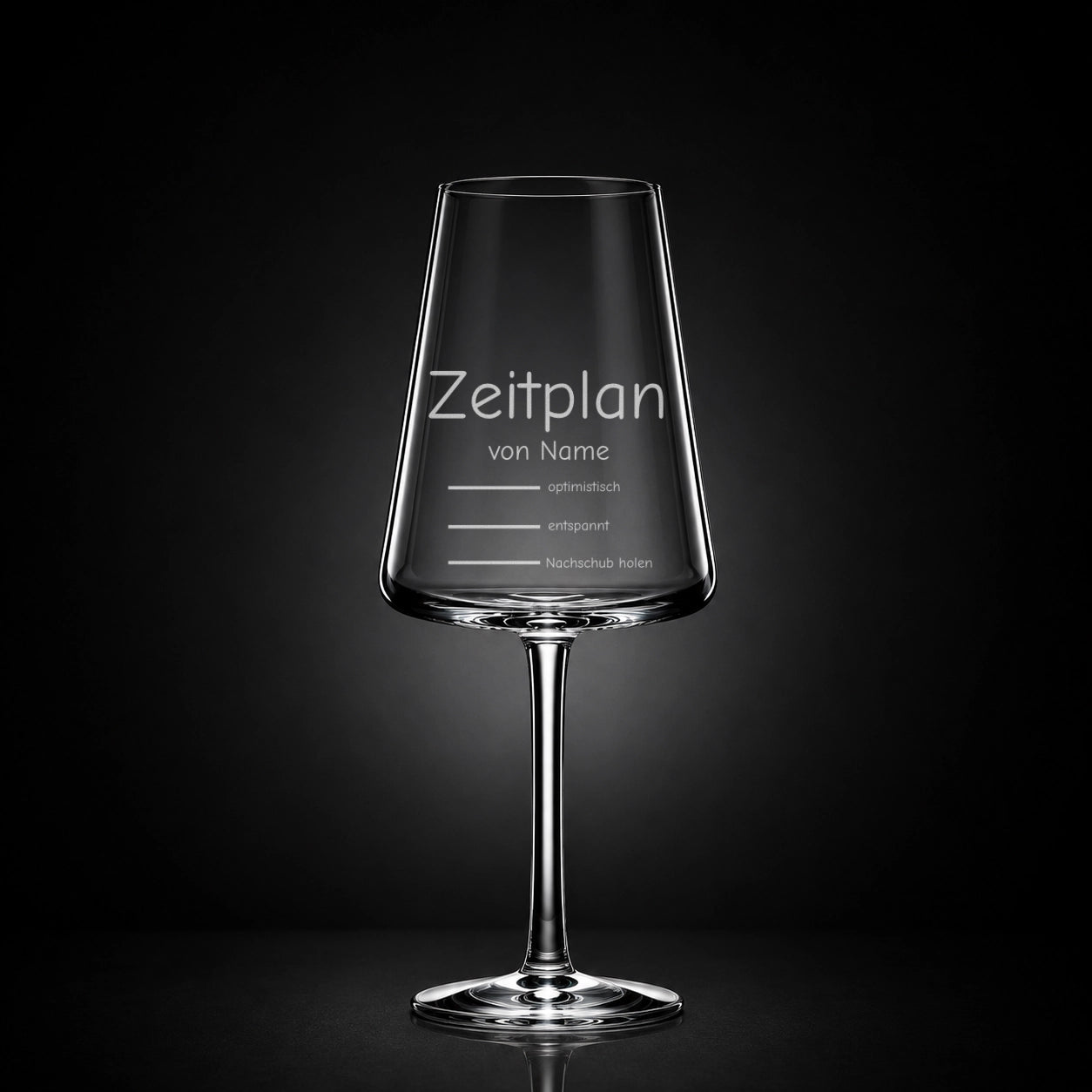 Stölzle Weißweinglas 400ml mit Gravur – Zeitplan von [Name] – lustiges Weingeschenk personalisiert