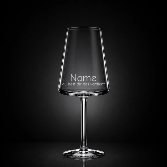 Stölzle Weißweinglas 400ml mit Gravur – [Name] du hast dir das verdient – personalisiertes Geschenk