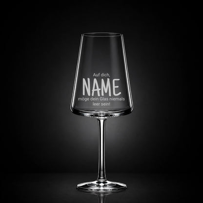 Stölzle Weißweinglas 400ml mit Gravur – Auf dich [Name] möge dein Glas niemals leer sein – Geburtstag