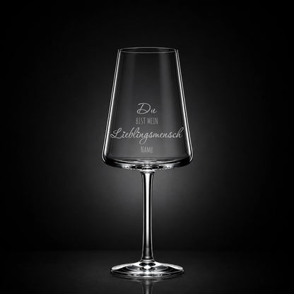 Weißweinglas mit deiner eigenen Gravur, personalisiert, spülmaschinenfest und einzigartig wie du - Du bist mein Lieblingsmensch