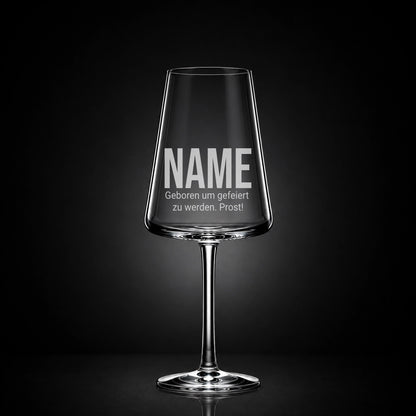 Stölzle Weißweinglas 400ml mit Gravur – [Name] Geboren um gefeiert zu werden Prost – personalisiert
