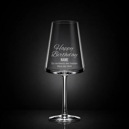 Stölzle Weißweinglas 400ml mit Gravur – Happy Birthday [Name] Du verdienst das beste Bier der Welt
