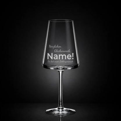 Stölzle Weißweinglas 400ml mit Gravur – Herzlichen Glückwunsch [Name] – Geburtstagsgeschenk personalisiert