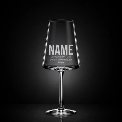 Stölzle Weißweinglas 400ml mit Gravur – [Name] Jahrgang [Datum] gereift wie ein gutes Bier – Geburtstag