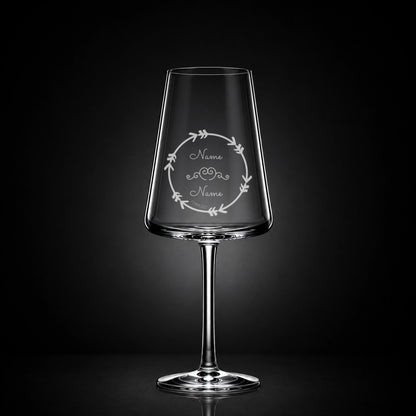 Weißweinglas mit deiner eigenen Gravur, personalisiert, spülmaschinenfest und einzigartig wie du - Kreis mit Pfeilen