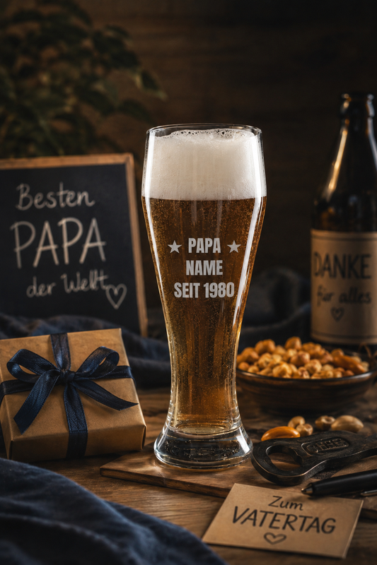 Weizenglas mit Gravur zum Vatertag – personalisierte Papa-Sprüche im Überblick, spülmaschinenfest