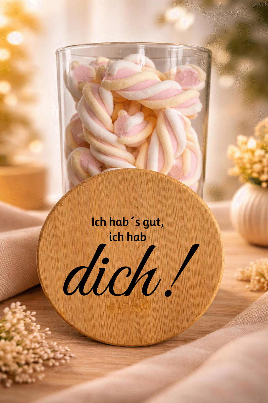 Geschenkglas "Im nächsten Leben" von Ha1pe.de mit Bambusdeckel, transparent Glas mit Aufdruck, ideal für Geschenke.