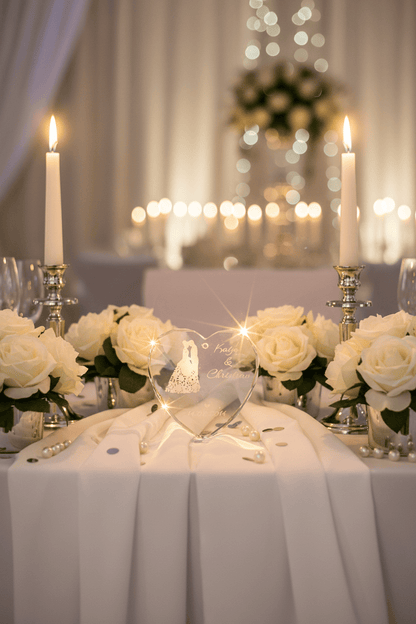 Kristall Herz auf Hochzeitstisch