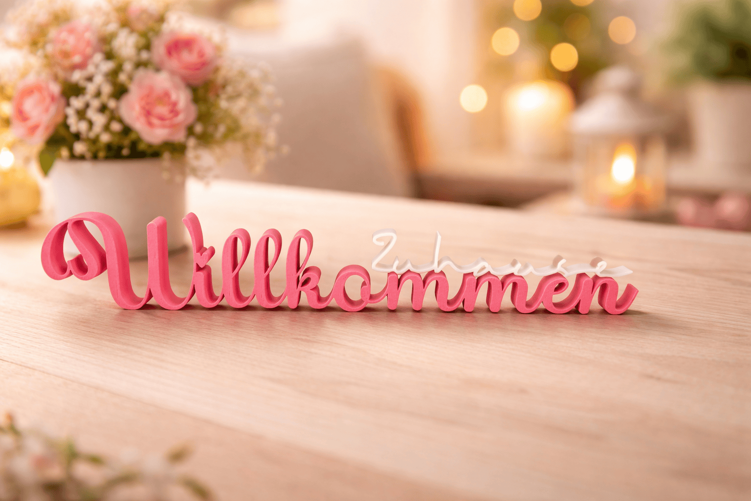 3D gedruckter Schriftzug - Willkommen Zuhause